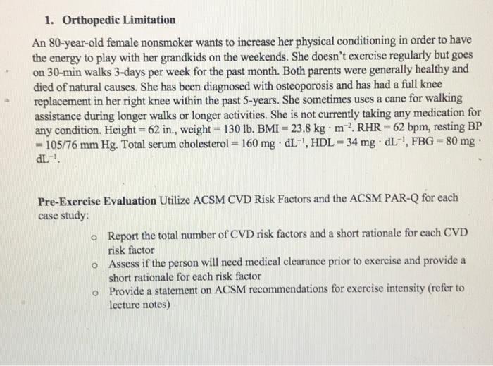 Based on this limitation filled the pre-exercise