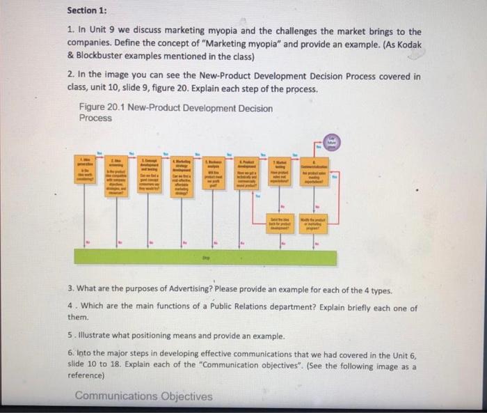 Section 1: 1. In Unit 9 we discuss marketing