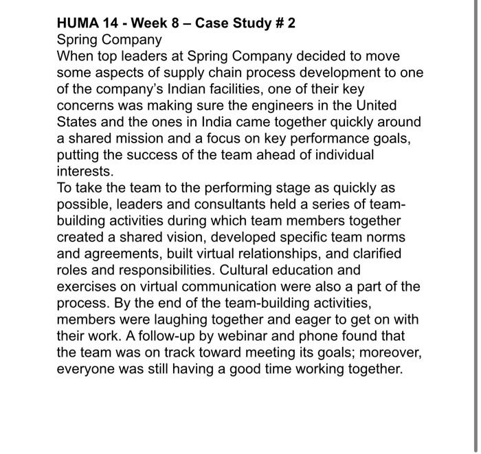 HUMA 14 - Week 8 - Assignment 1. Read Week 8