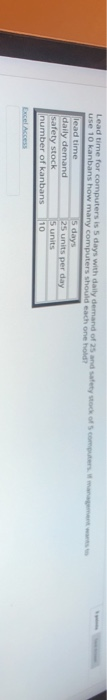 Lead time for computers is 5 days with daily