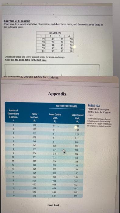 Exercise 2: (7 marks) If we have four samples
