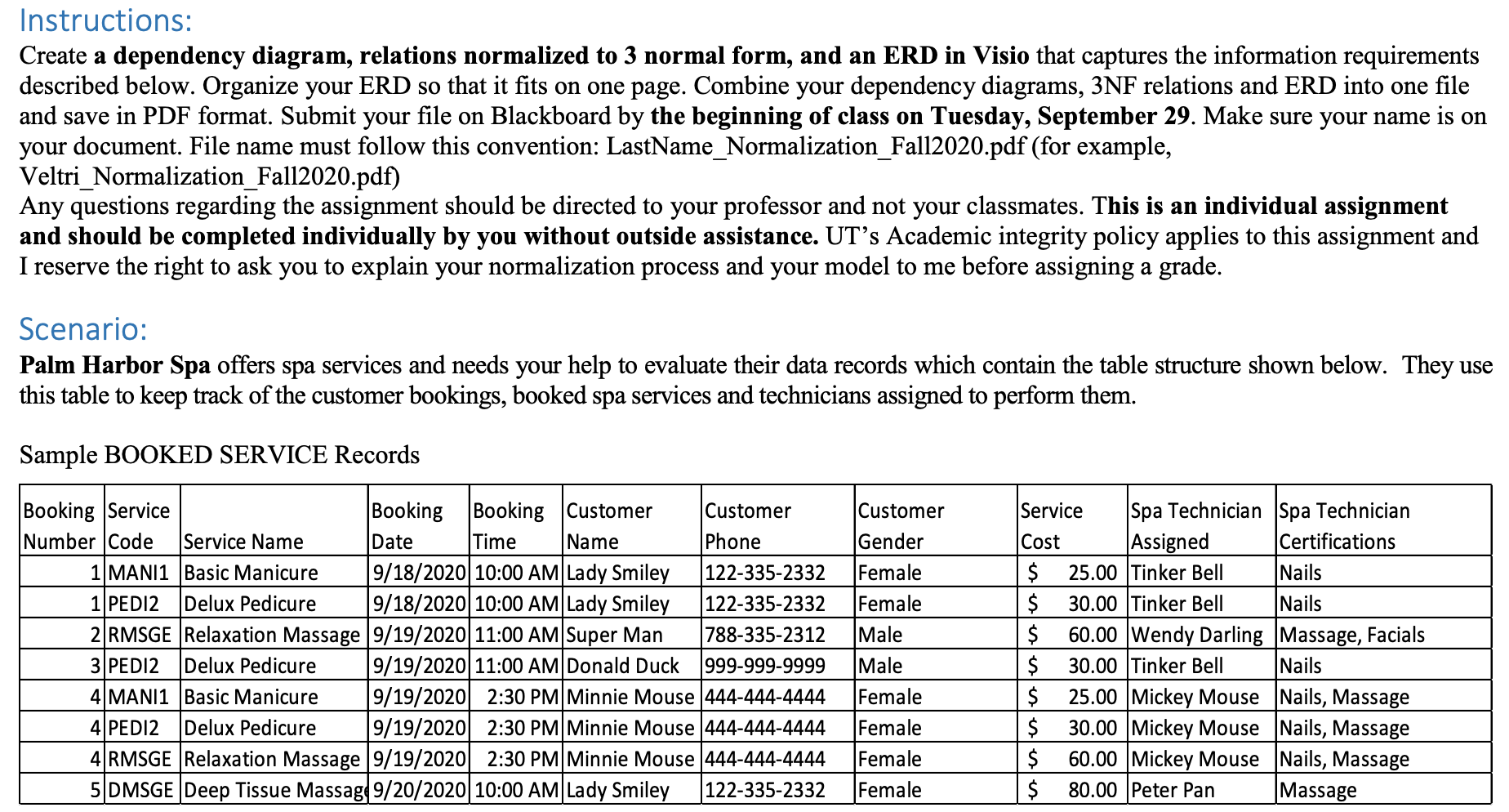 Assignment 1. You recognize that the existing