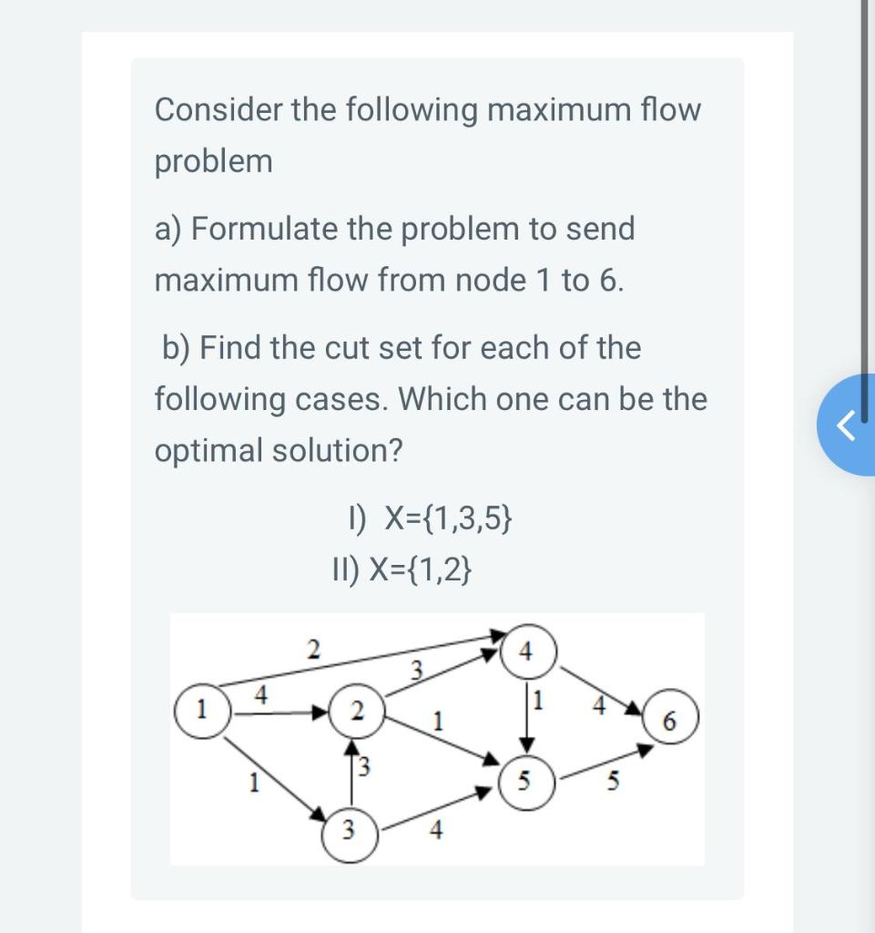 Consider the following maximum flow problem a)