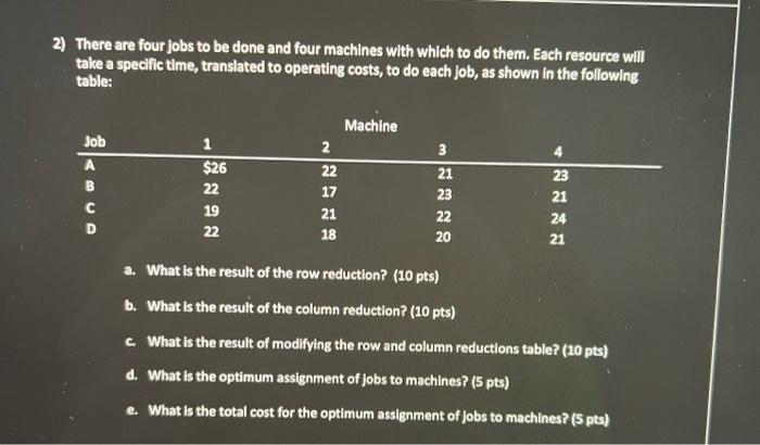 please show all work in excel 2) There are four