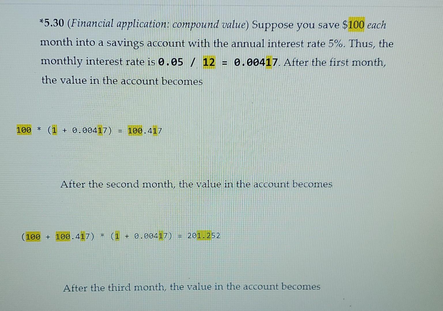 please type out code. sequence of calculation in