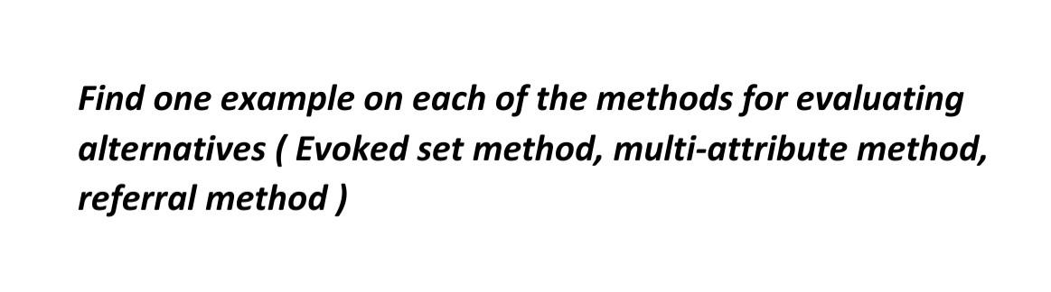 Find one example on each of the methods for