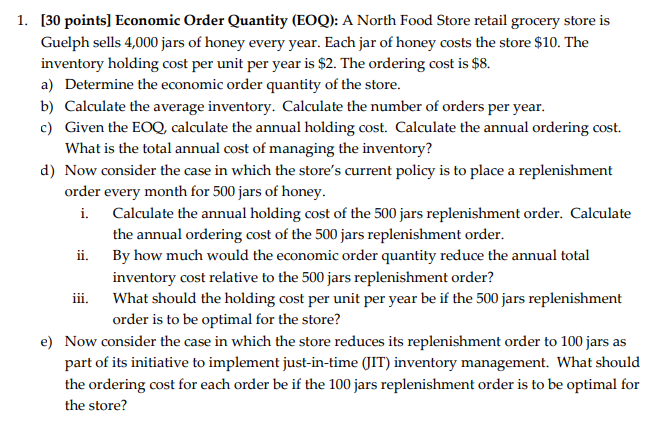 QUESTION E ONLY PLEASE 1. [30 points] Economic