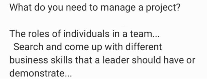 What do you need to manage a project? The roles