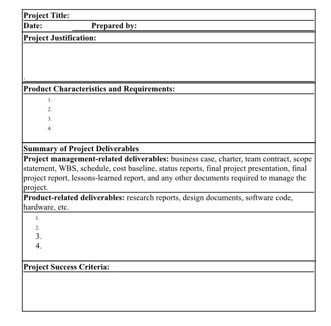Develop a Project scope statement in the