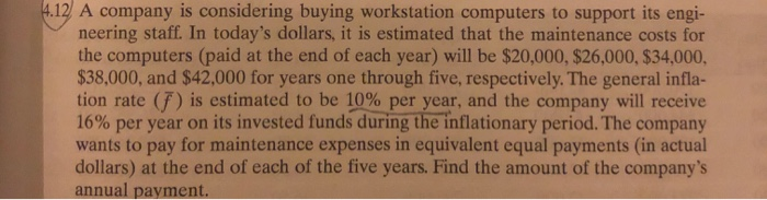4.12 A company is considering buying workstation