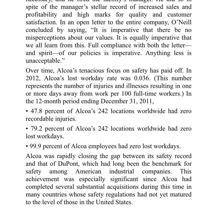 Case Study 3: Alcoa Core Values in Practice