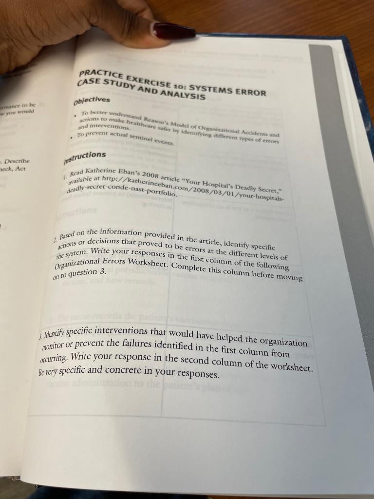 PRACTICE EXERCISE 10: SYSTEMS ERROR CASE STUDY