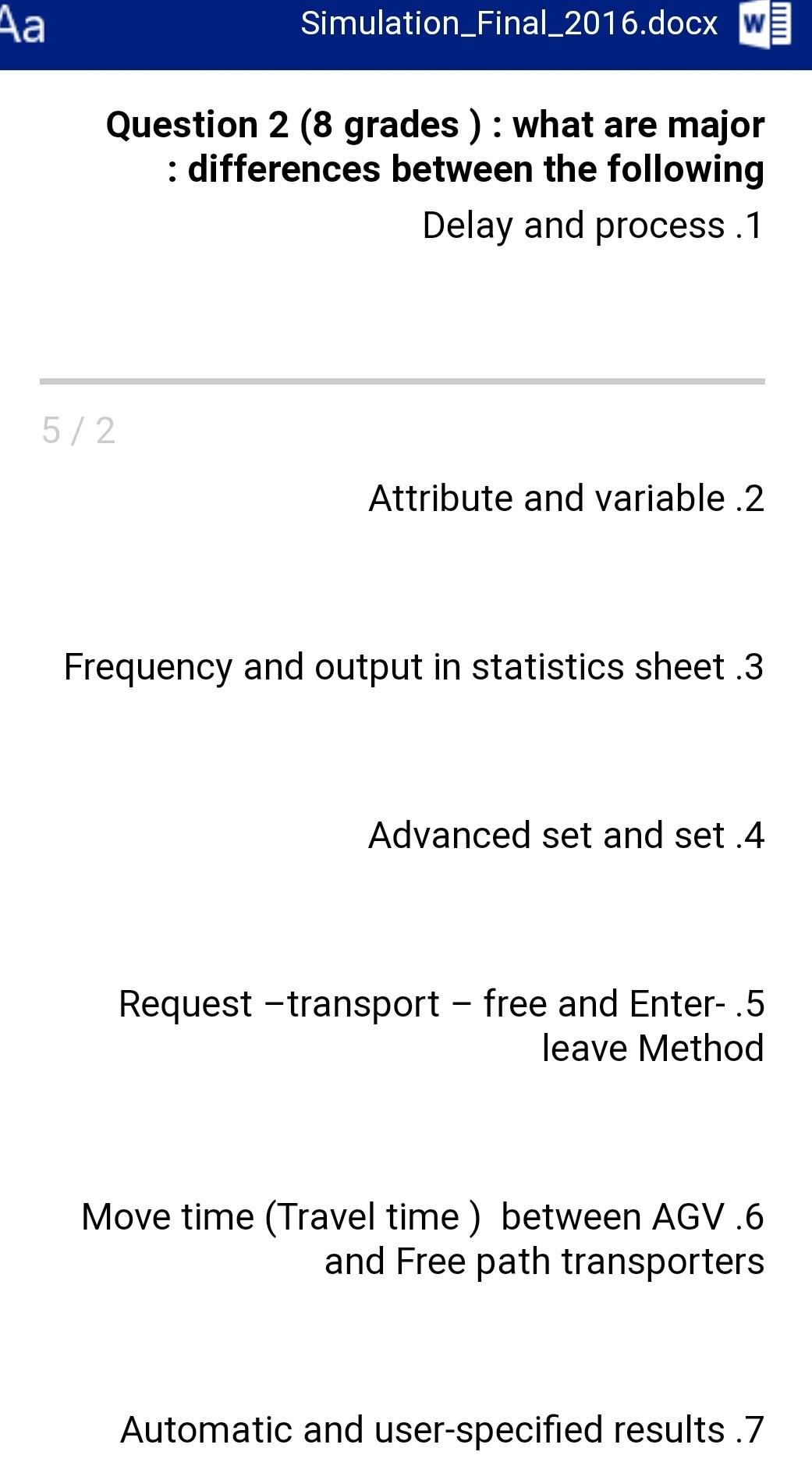 Simulation_Final_2016.docx W Question 2 (8 grades