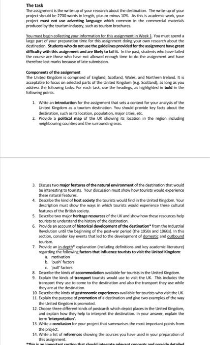 The task The assignment is the write-up of your