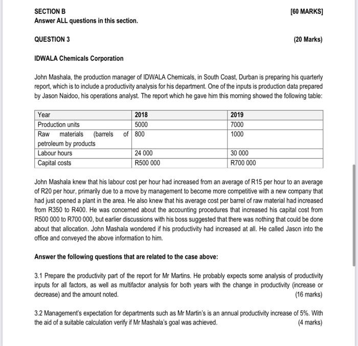 [60 MARKS] SECTION B Answer ALL questions in this