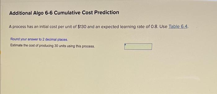 Additional Algo 6-6 Cumulative Cost Prediction A