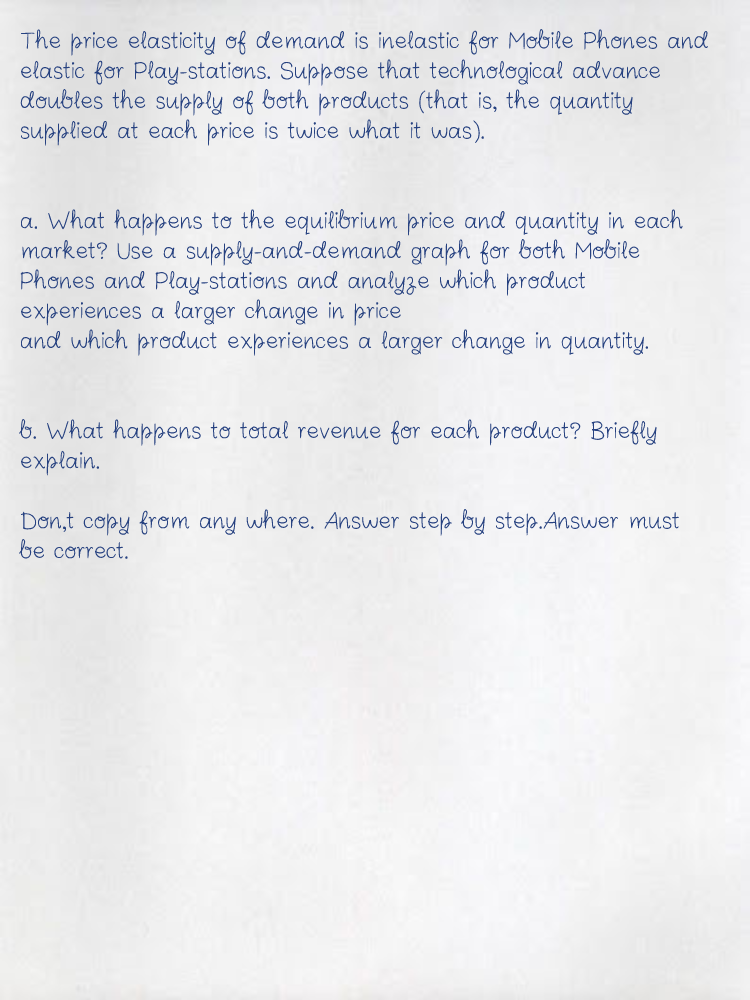 The price elasticity of demand is inelastic for