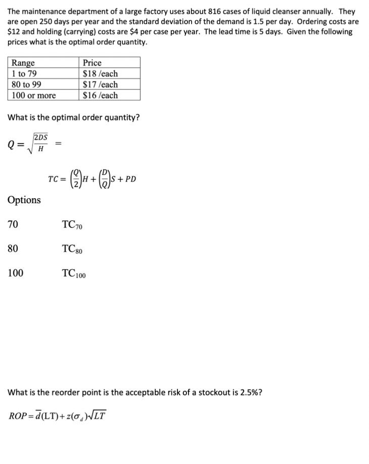 The maintenance department of a large factory