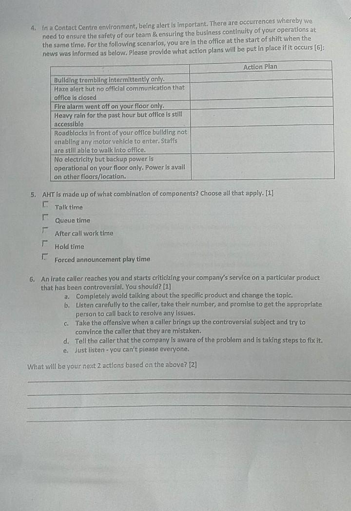 Name Date Part 1: Operational Related & Team