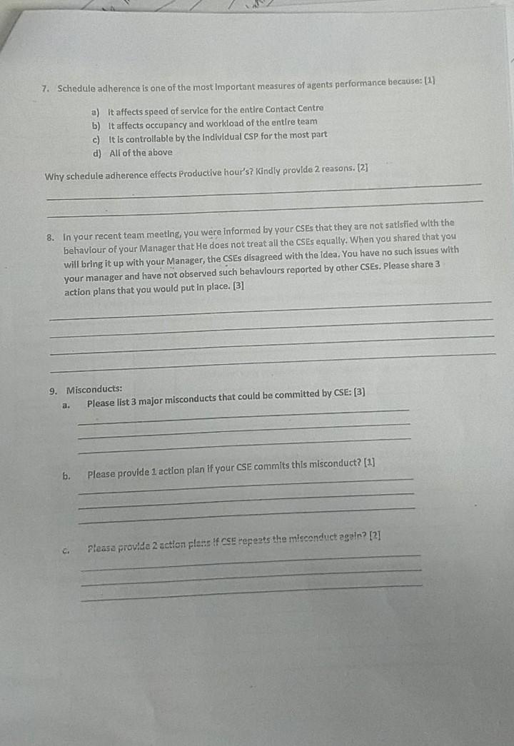 Name Date Part 1: Operational Related & Team