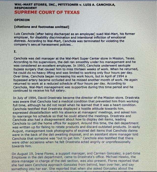 Based on the Case Opinion, please answer the