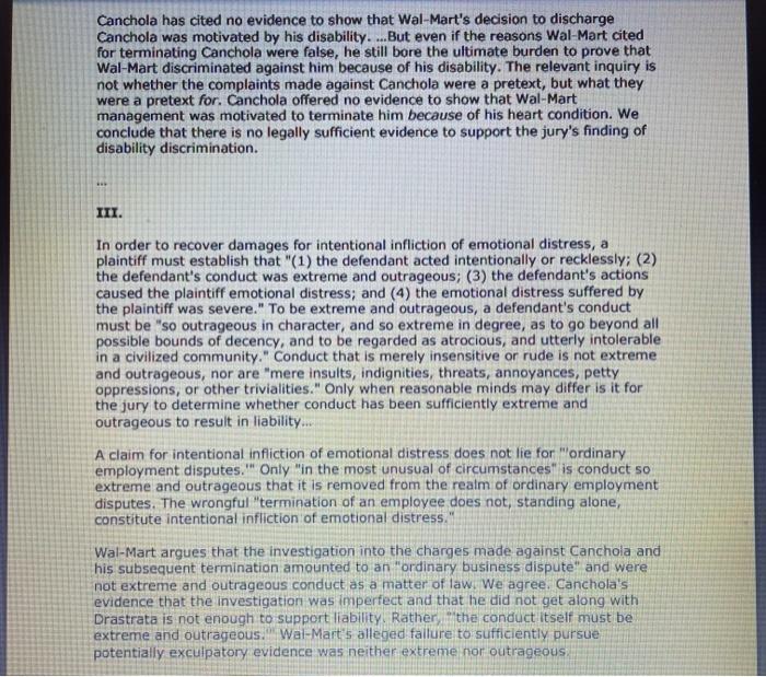 Based on the Case Opinion, please answer the