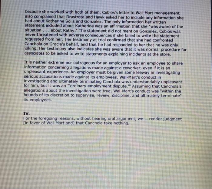 Based on the Case Opinion, please answer the