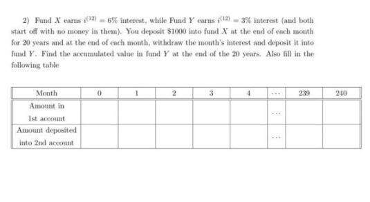 2) Fund X earns if12) = 6% interest, while Fund Y
