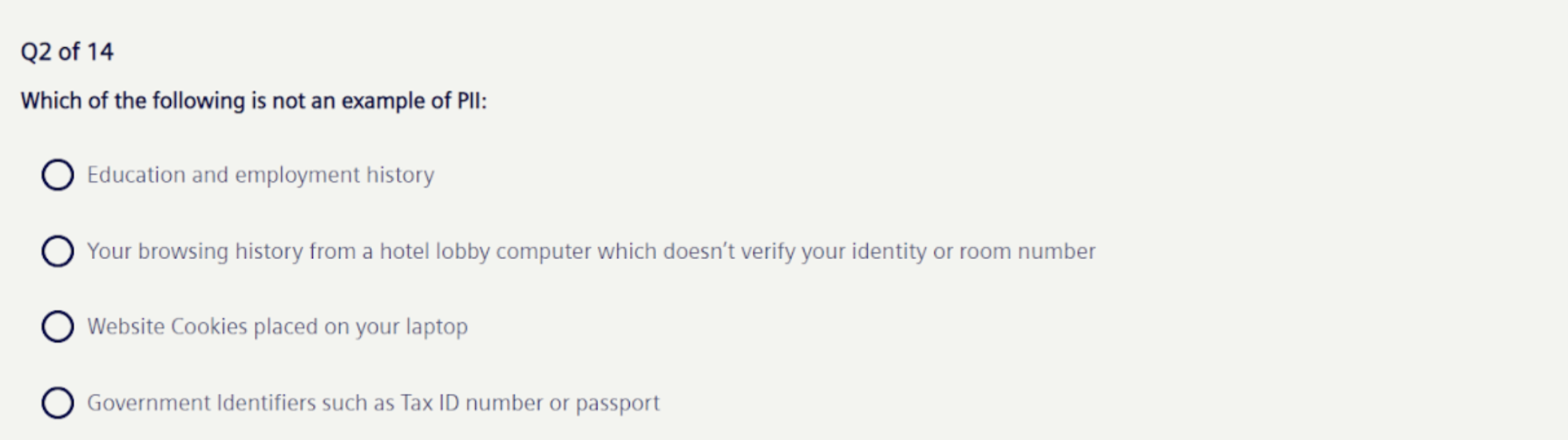 Q2 of 14 Which of the following is not an example