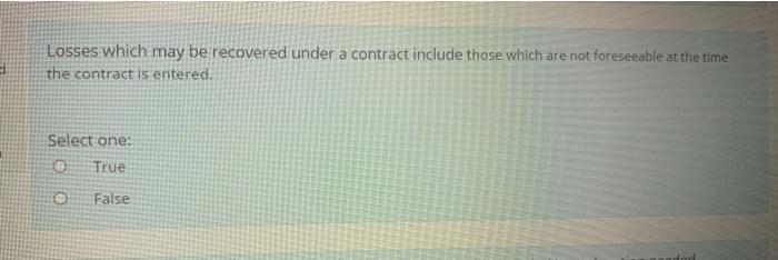 Losses which may be recovered under a contract