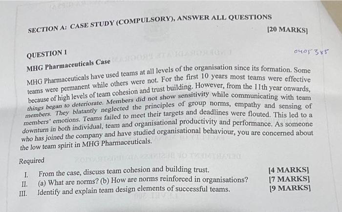 SECTION A: CASE STUDY (COMPULSORY), ANSWER ALL