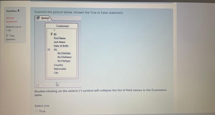 Examine the picture below. Answer the True or