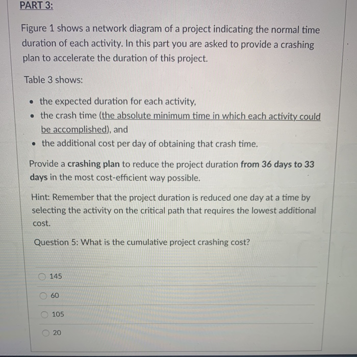 help please PART 1: Predecessors Table 1 Activity