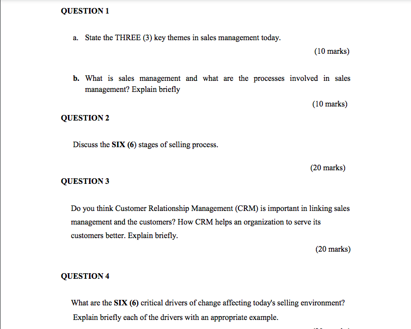 QUESTION 1 a. State the THREE (3) key themes in