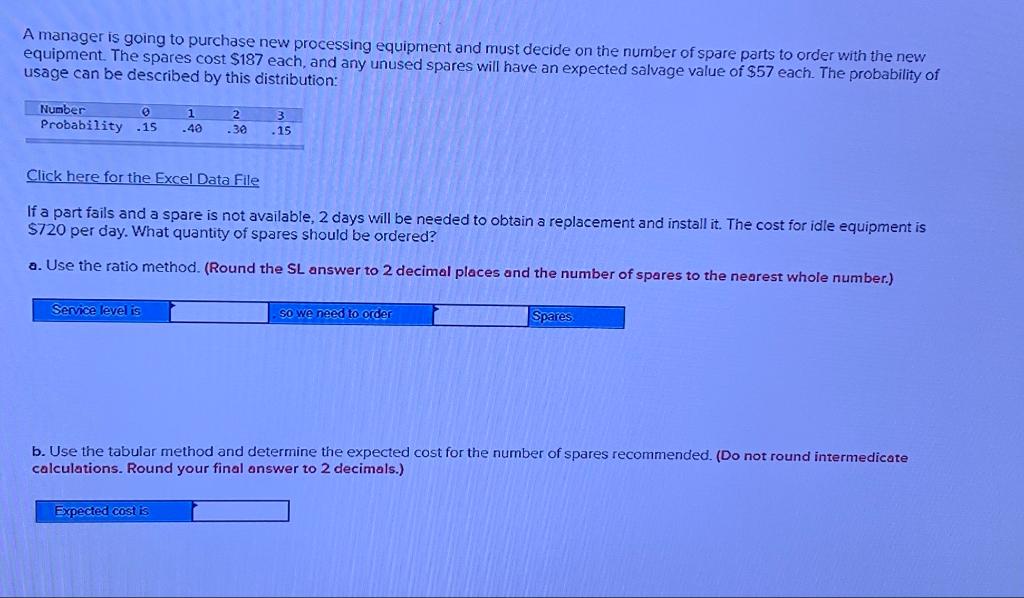 A manager is going to purchase new processing