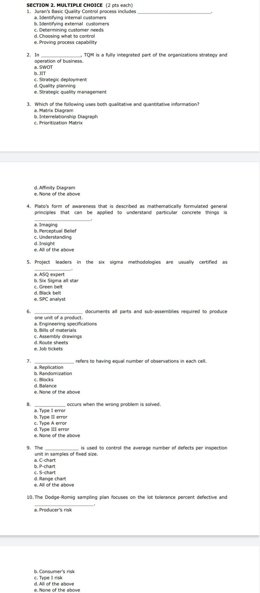 Solve them all please SECTION 2. MULTIPLE CHOICE