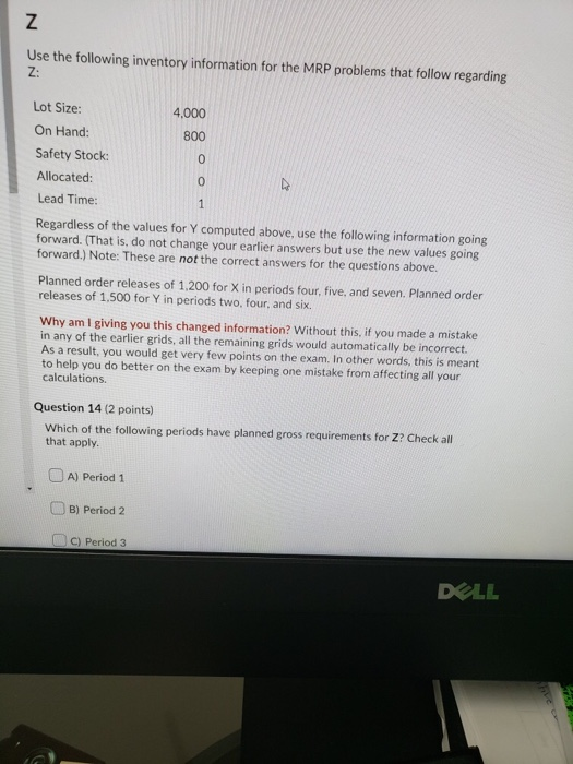 Use the following inventory information for the