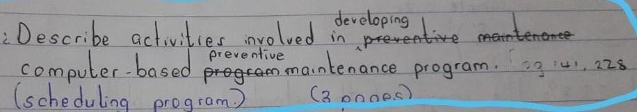 Minimum 3 pages required 2. ve maintenance