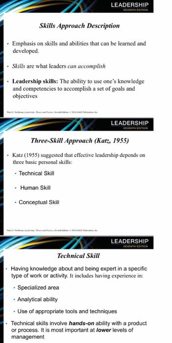 LEADERSHIP SEVENTH EDITION Skills Approach