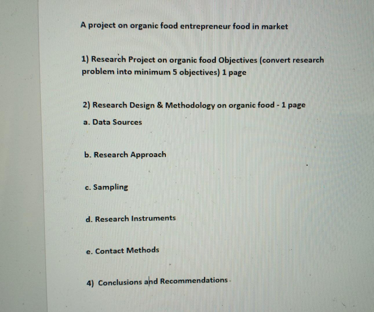 by bp A project on organic food entrepreneur food