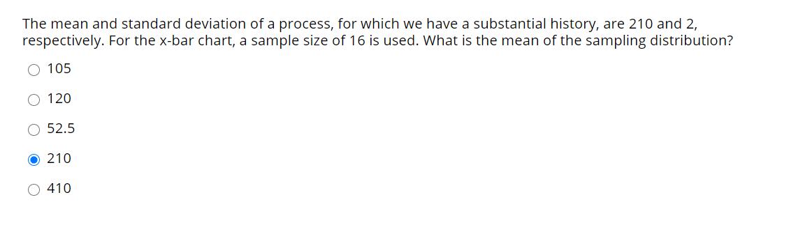 The mean and standard deviation of a process, for