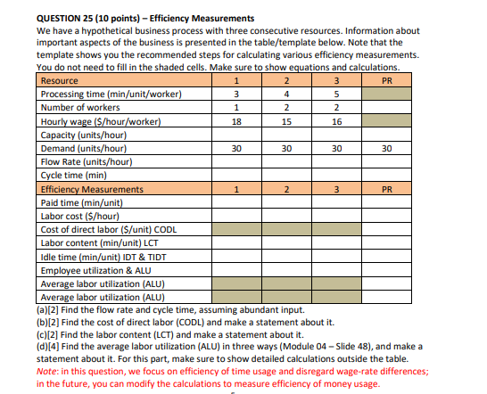 please show calculations on chart by hand. Don't