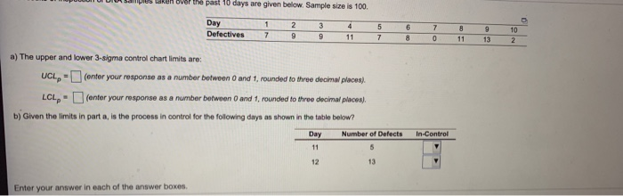 kon over the past 10 days are given below. Sample