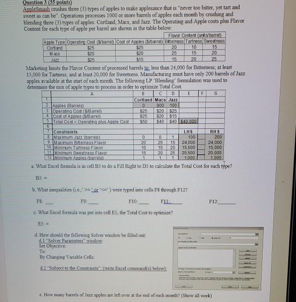 $25 520 Question 3 (35 points AppleSmash crushes