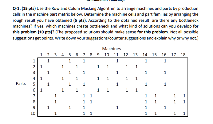 Q-1: (15 pts) Use the Row and Colum Masking