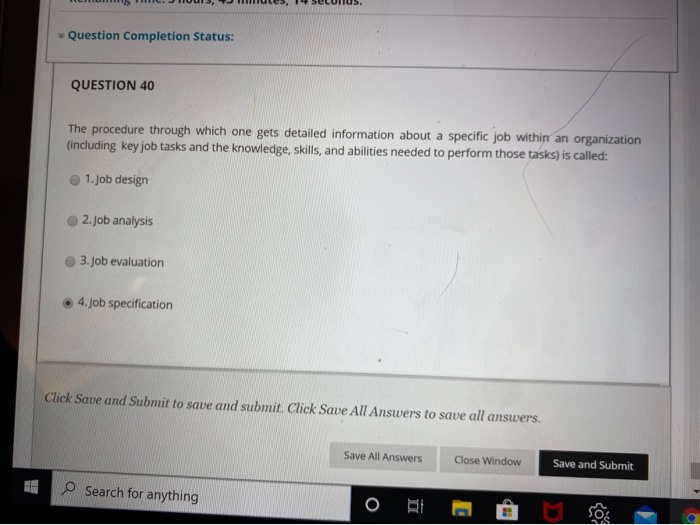 Question Completion Status: QUESTION 40 The