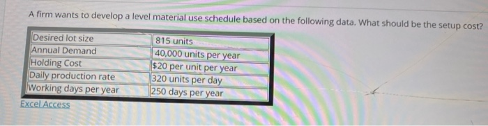 A firm wants to develop a level material use