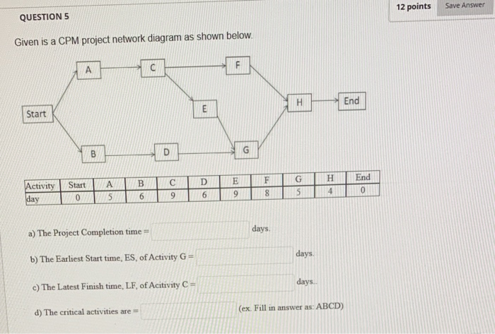 please show answers clearly 12 points Save Answer
