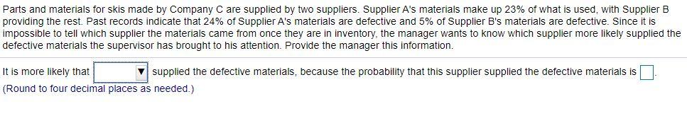 Parts and materials for skis made by Company C