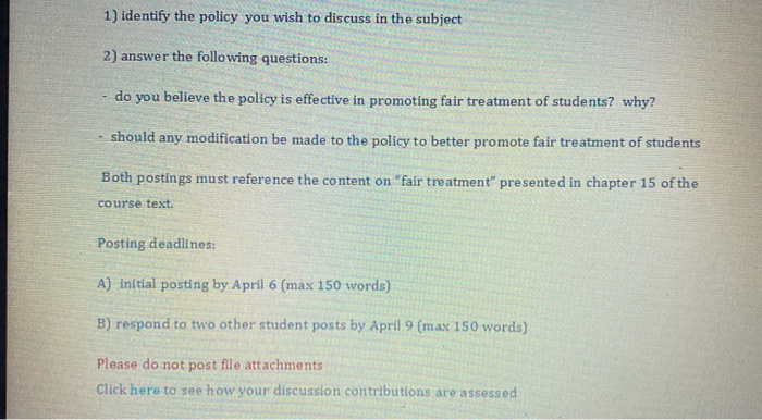 Discussion Board 5: Fair Treatment Available